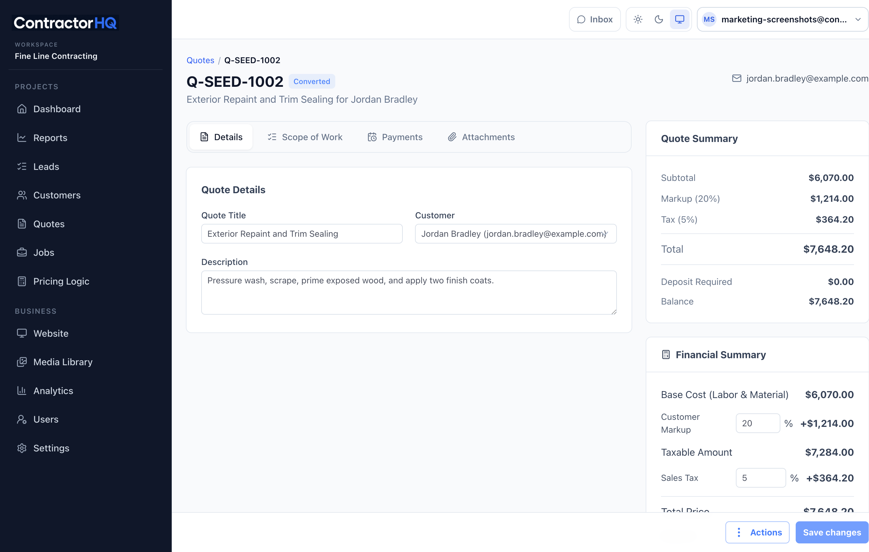 ContractorHQ quote builder